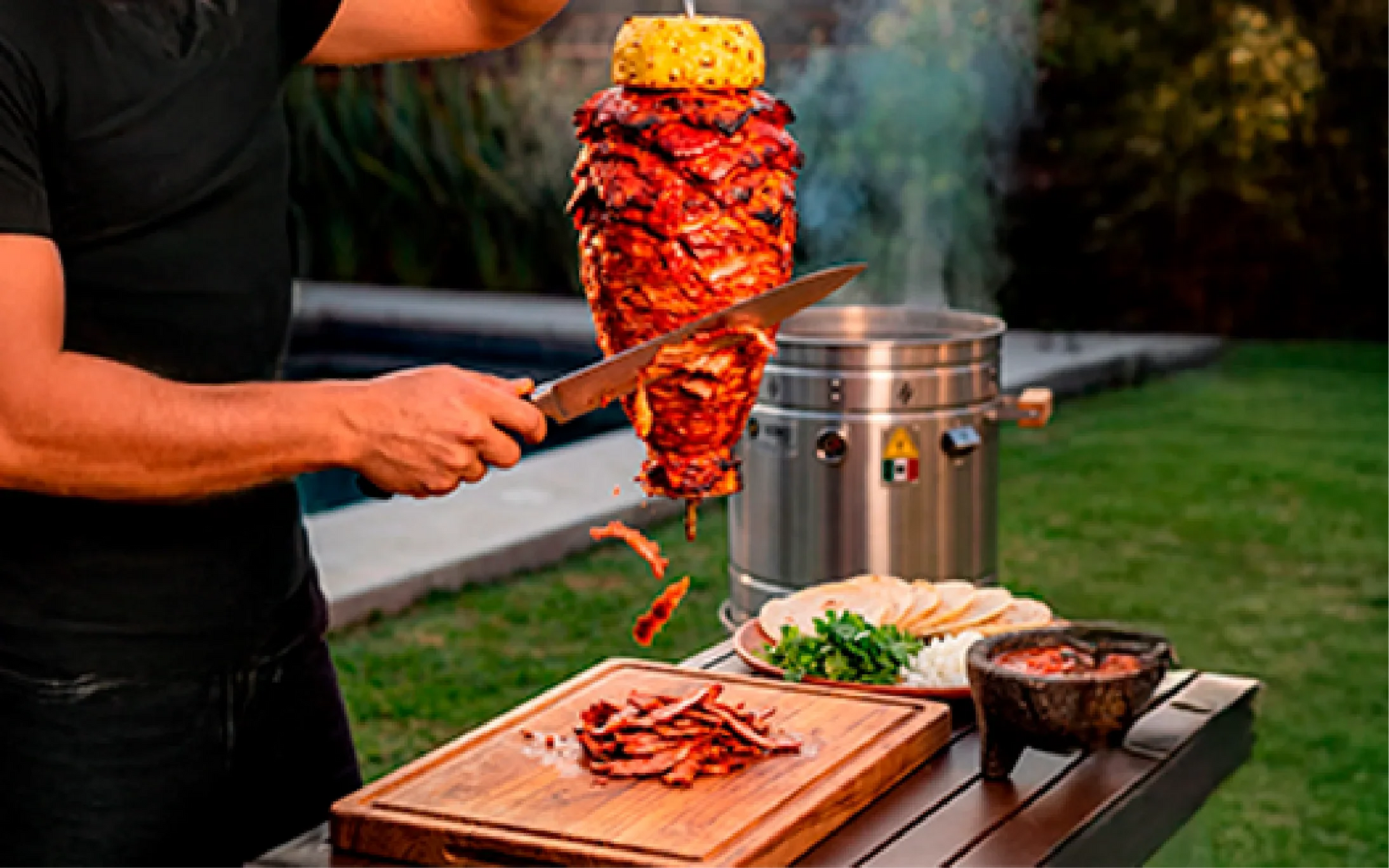 Trompo de pastor de pollo en tu Humo Barril